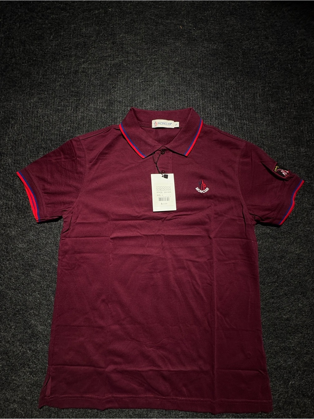 Moncler Men's Burgundy Polo Shirt Large